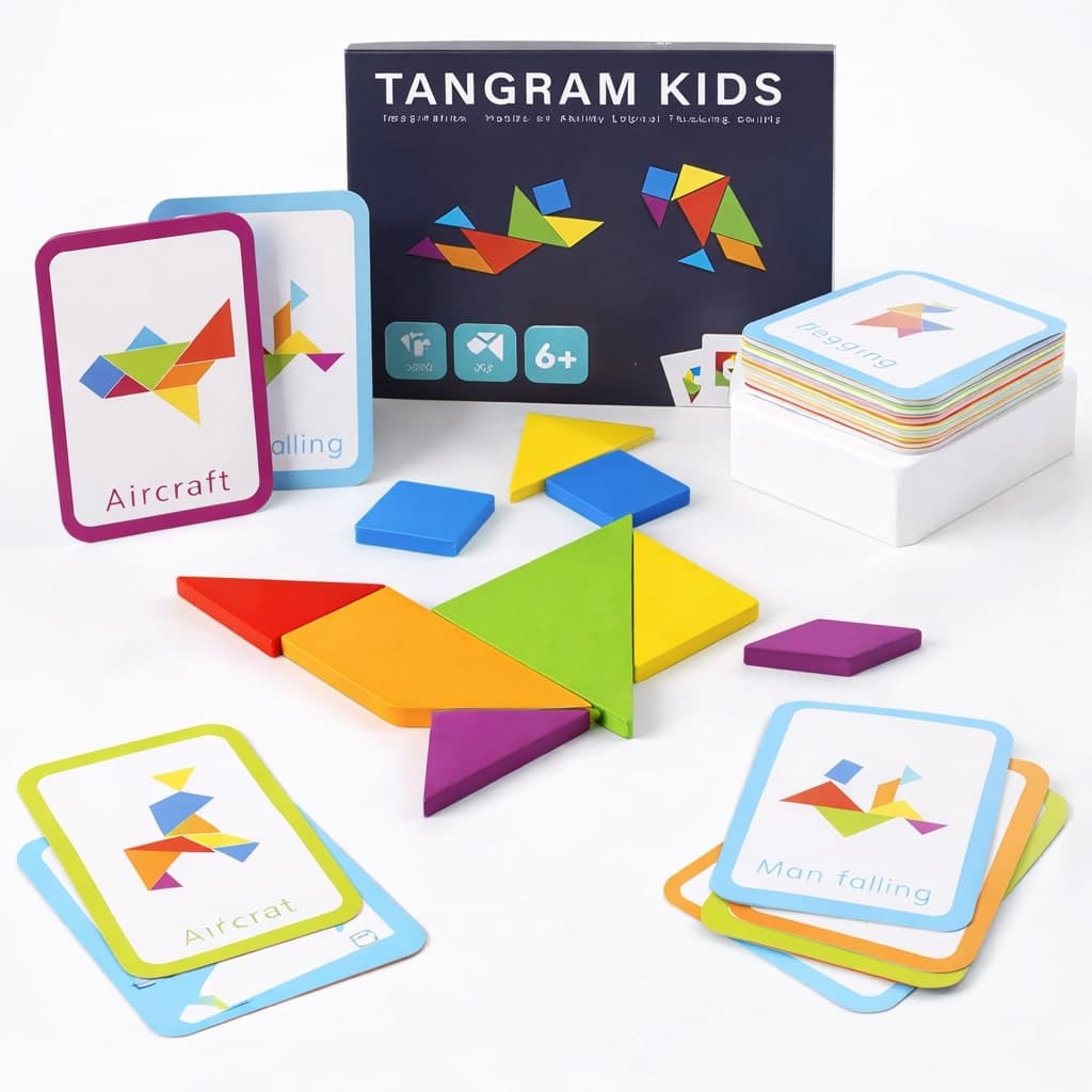 Wooden boxed Creative jigsaw tangram puzzle